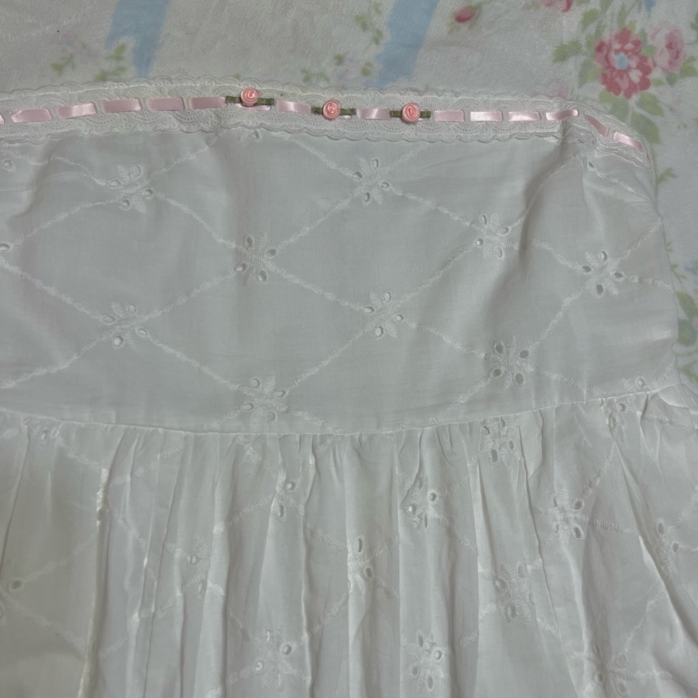 Altar'd State White Strapless Dress with Pink Accents